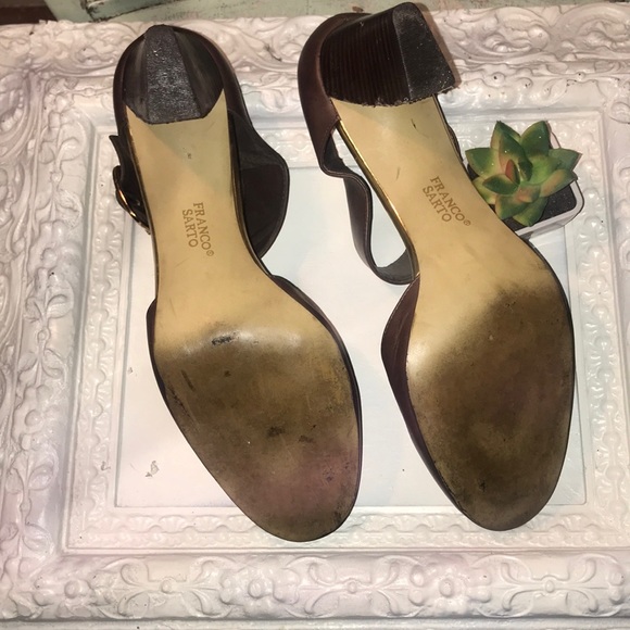 Ladies Franco Sarto brown ankle strap career shoes - Picture 5 of 7